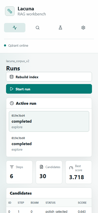 Lacuna evidence workbench on mobile